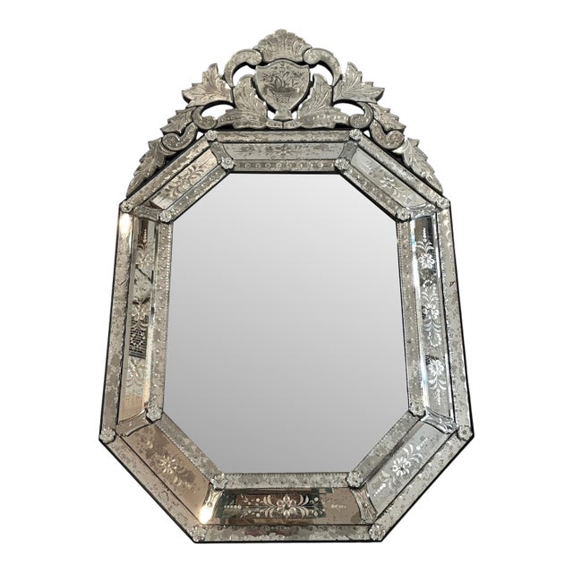 Late 19th Century Antique, Etched Venetian Style, St. Double Framed Octagon Shape Mirror For Sale