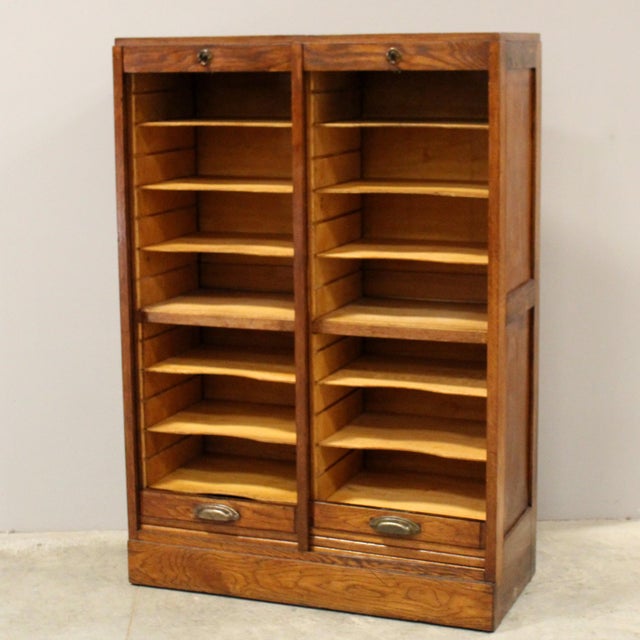 Vintage Filing Cabinet in Oak, 1930s For Sale - Image 4 of 11