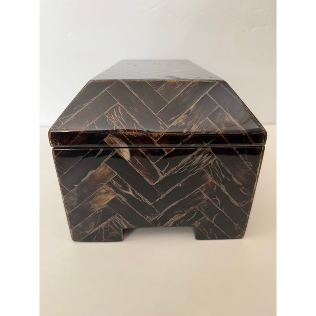 Tessellated Faux Horn Box Brown For Sale - Image 11 of 11