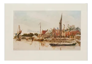 1959 After Johan Jongkind "Dutch Harbor", Vintage Hungarian Full-Color Print