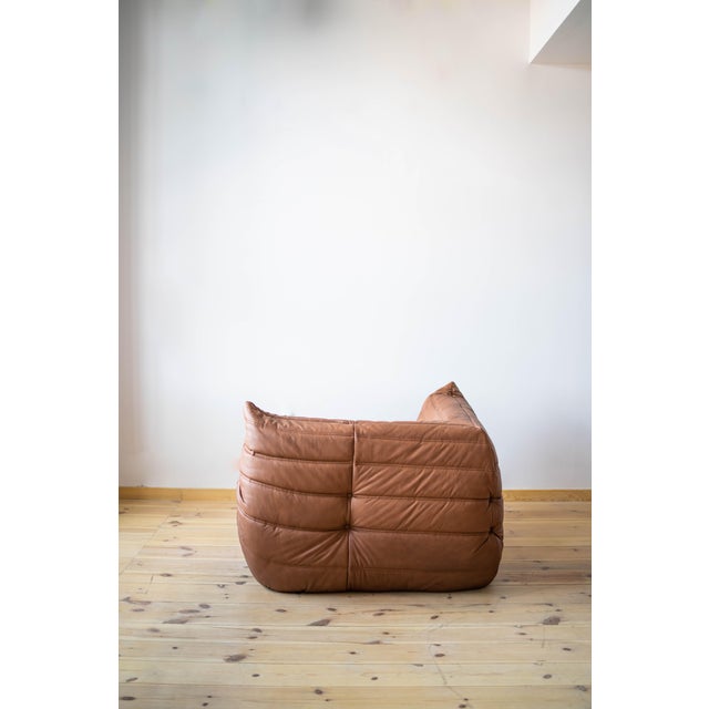 Brown Leather Togo Living Room Set by Michel Ducaroy for Ligne Roset, Set of 5 For Sale - Image 11 of 18