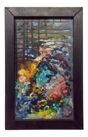 1962 Mid Century Abstract Oil Painting on Masonite