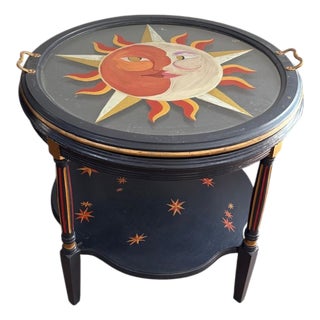 Vintage Hand Painted Side Tray Table For Sale