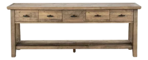 Salvaged Pine Five-Drawer Console Table