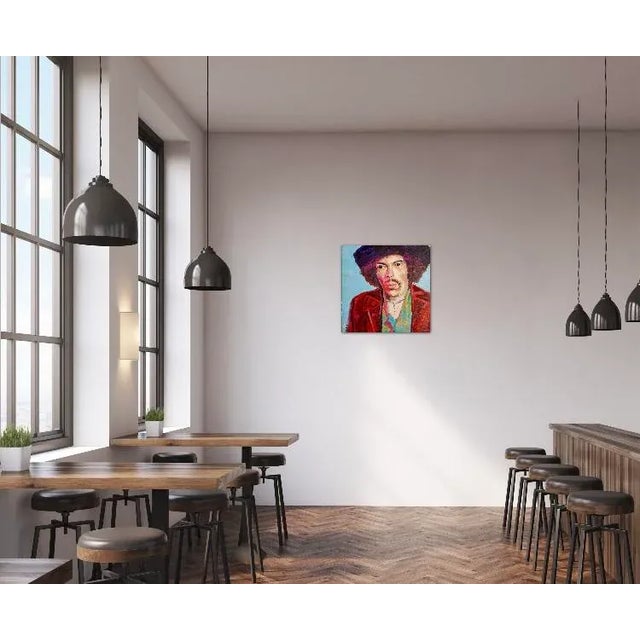 Brick Red Modern Narratives Collection — Contemporary Pop Art Portrait (24″×24″, Original Oil on Canvas) For Sale - Image 8 of 12