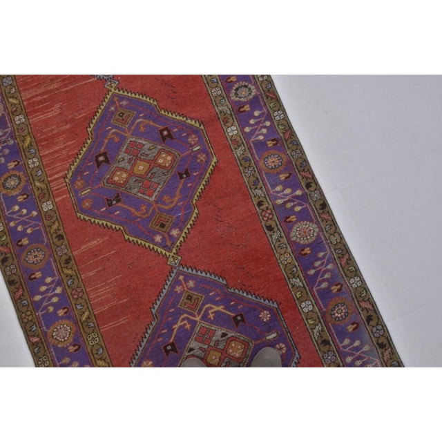 1960s Faded Orange & Purple Runner Rug For Sale In Phoenix - Image 6 of 10