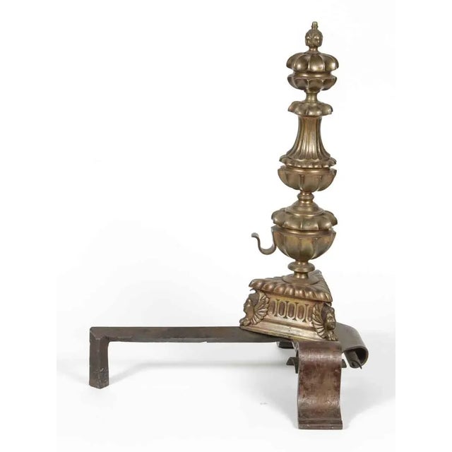 Bronze & Wrought Iron Figural Andirons - A Pair For Sale - Image 4 of 9