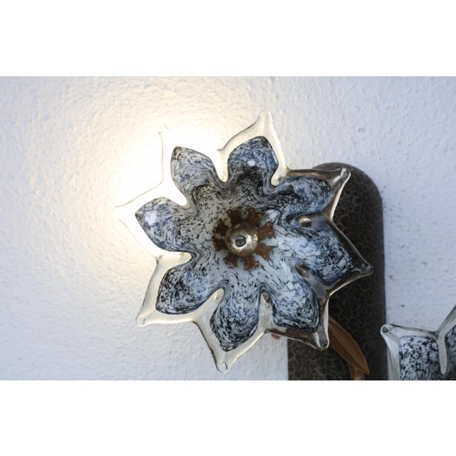 1970s Murano Wall Light Black Flowers - Set of 2 For Sale - Image 15 of 15