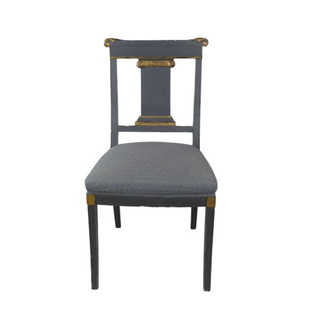 Reproduction of antique model. Empire Chair, this chair is a typical Empire period chair with its water lily shape as...