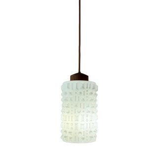 Pendant Lamp in Structured Glass and Teak, Denmark For Sale