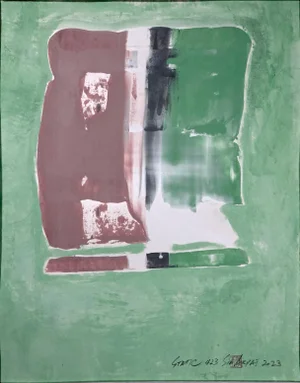 Static 423 Framed Abstract Green/Brown Painting