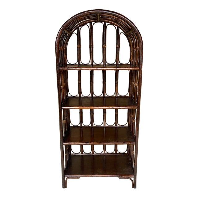 Vintage Bamboo and Rattan Bookcase, 1960s For Sale