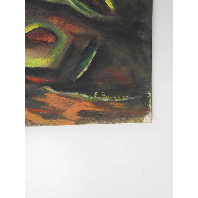 Vingage mid 20th century oil on canvas board painting of an agave plant. Signed E. Burkett lowr right corner. Unframed,...