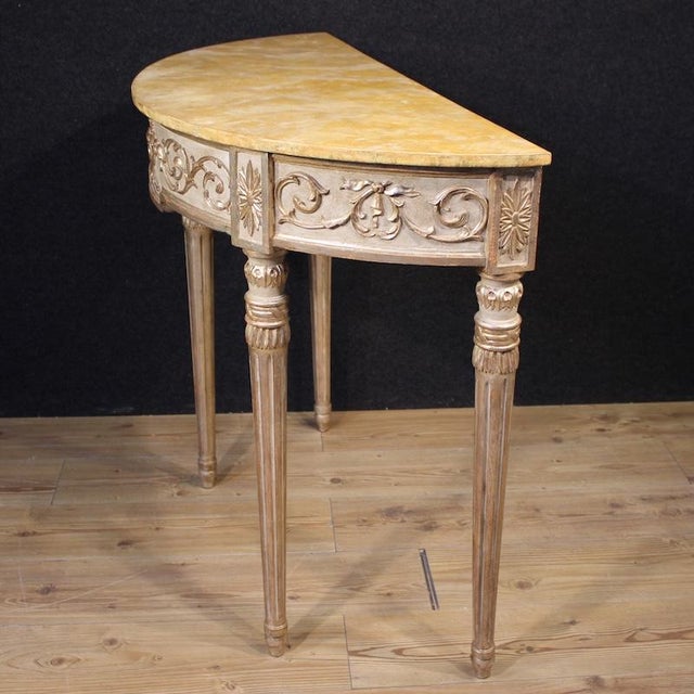 Wood 20th Century Italian Louis XVI Lacquered Console Table, 1970s For Sale - Image 7 of 13