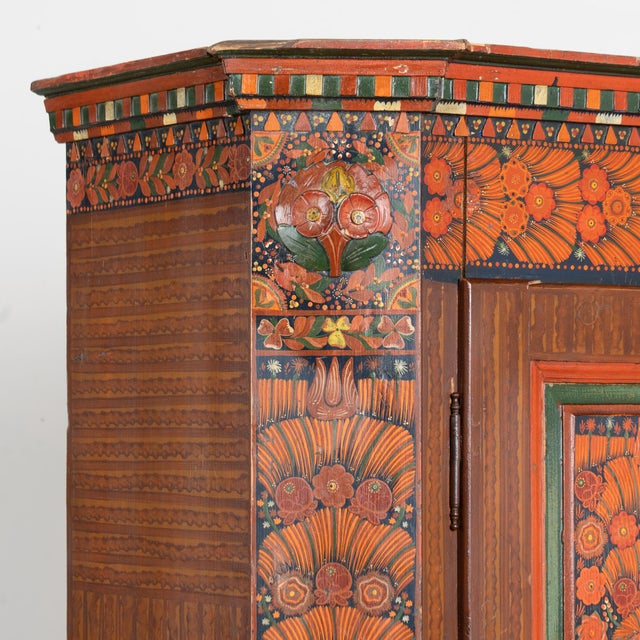 19th-Century Original Red Painted Hungarian Armoire For Sale - Image 4 of 12