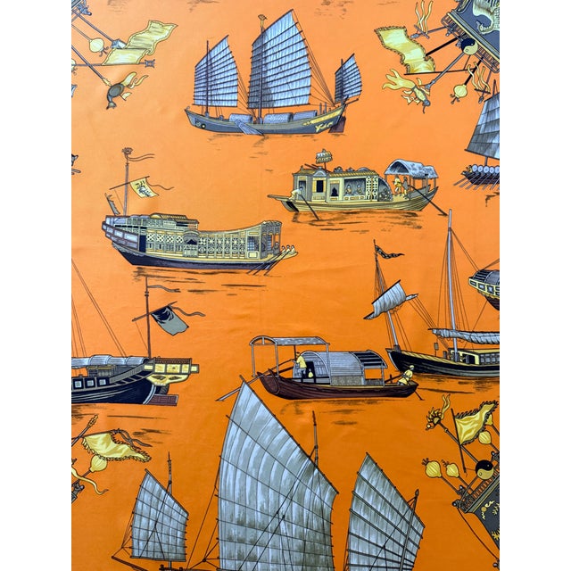 Textile Hermès Jonques Et Sampans 1991 Silk Scarf by Françoise De La Perriere For Sale - Image 7 of 7