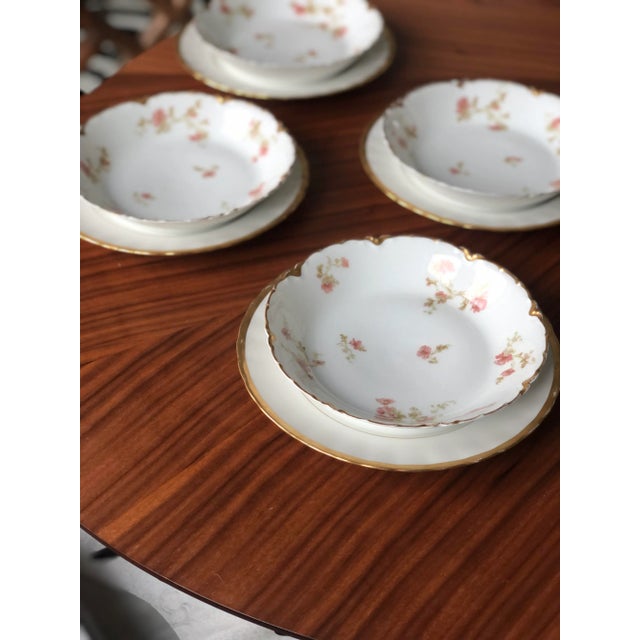Early 20th Century Antique Haviland Floral Coupe Bowls Limoges, France (1894-1931)-4 Piece Set For Sale - Image 5 of 12