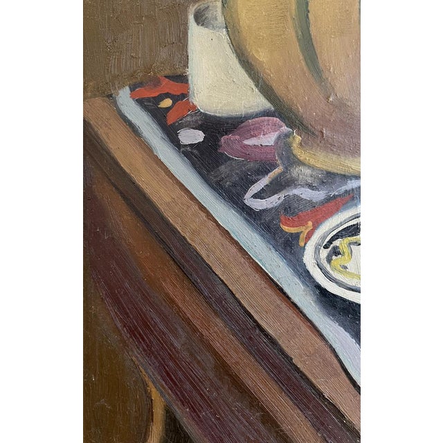 Gabriel Edouard Haberjahn, Nature morte aux fleurs et poteries, 1923, Oil on Cardboard, Framed For Sale - Image 9 of 14