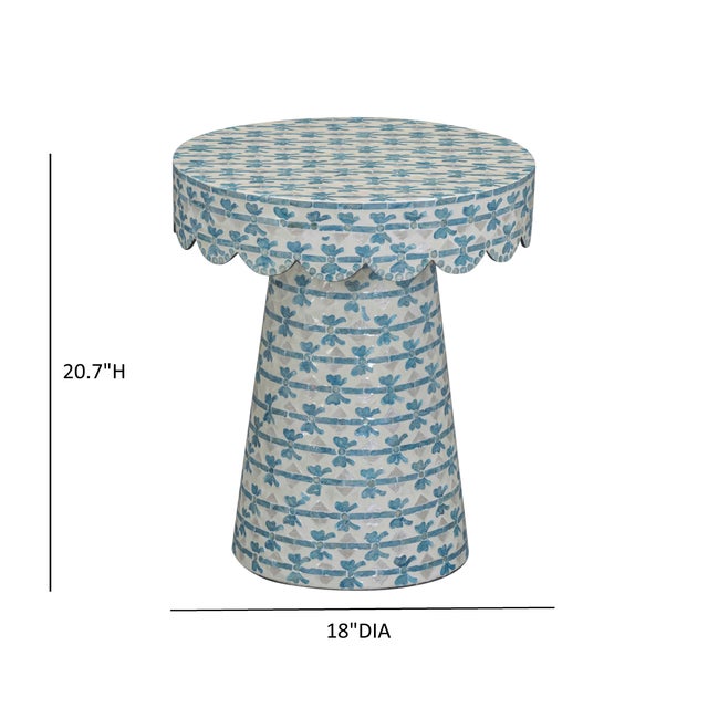Lady Blue Ribbon Capiz Shell Side Table For Sale In Los Angeles - Image 6 of 6