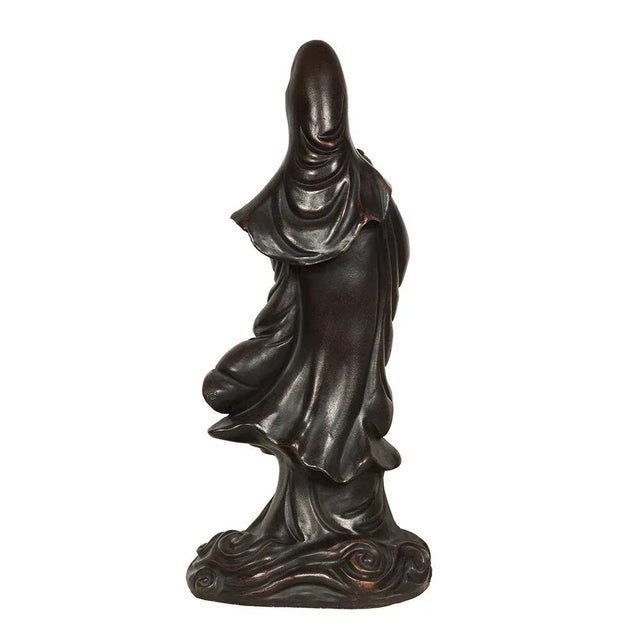 1950s Vintage Chinese Carved Purple Clay Kwan Yin Statuary For Sale - Image 10 of 11