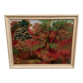 2004, Original Oil, Landscape,Forest by Robert Van Brott. Title “:Appleford Spring, 2004.” Bright Image of a Forest. Framed. Painting 20”Wx1”x16.25”H. For Sale