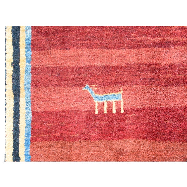 Raspberry Red Vintage Persian Gabbeh Rug For Sale - Image 8 of 11