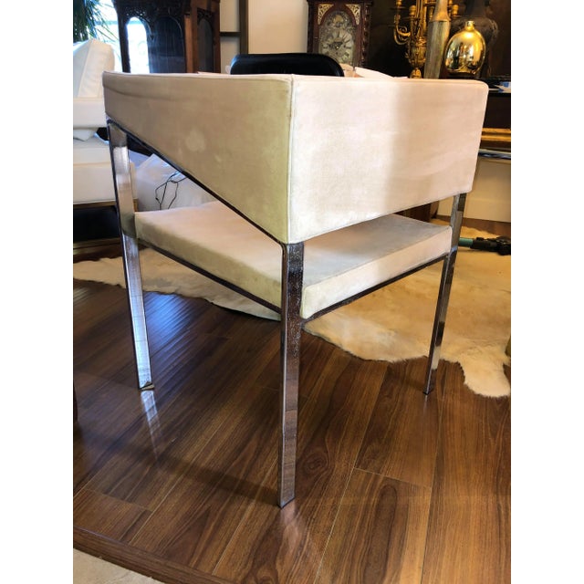 Mid 20th Century Chrome Cube Chair With Suede Upholstery For Sale In Los Angeles - Image 6 of 8