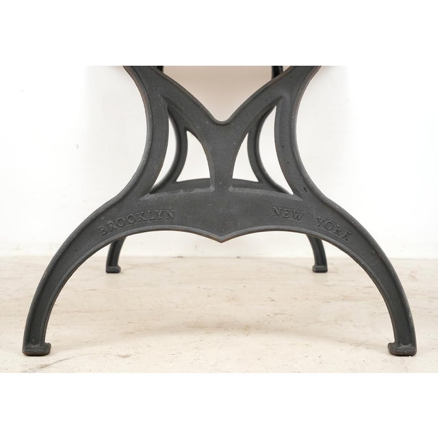 Wood Handcrafted 5.7 Ft. Live Edge Walnut River Iron Brooklyn Legs Dining Table For Sale - Image 7 of 9