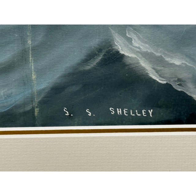 s.s. Shelley Steam Sail Ship in Heavy Seas — Attributed to Lucas Papaluca Early 20th Century Neapolitan Marine Painting | Gouache on Paper | Framed For Sale - Image 11 of 18