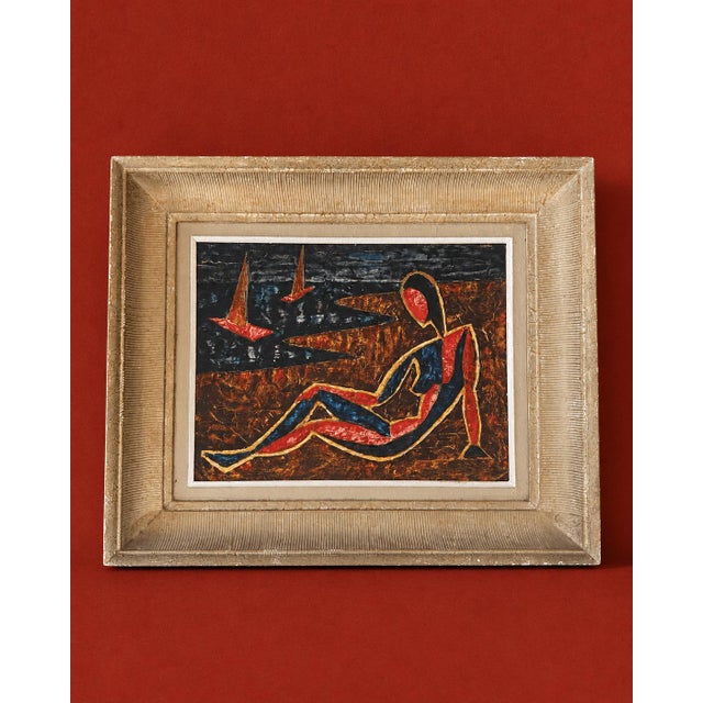 Textile Nude Figurative Composition, 1950s, Oil Painting on Canvas, Framed For Sale - Image 7 of 7
