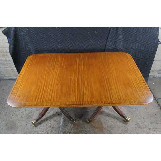 Late 20th Century Late 20th Century Baker Satinwood & Mahogany English Regency Duncan Phyfe Style Dining Table 122" For Sale - Image 5 of 18