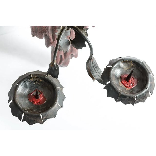 Wood French Baroque Style Ribbon & Bow Wall Mirror Sconce Candle Holder For Sale - Image 7 of 13