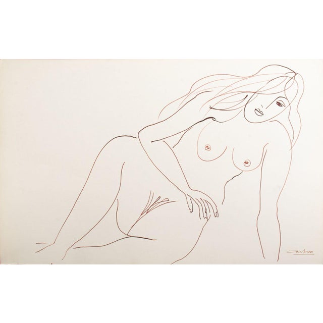 Paper Norman Carton Nude Woman Ink on Paper, 6 For Sale - Image 7 of 8