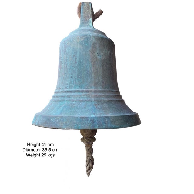 Olive Antique French Bronze Bell with Clapper For Sale - Image 8 of 12