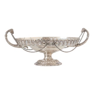 Antique English Silver-Plate Centerpiece w/Ram's Heads For Sale
