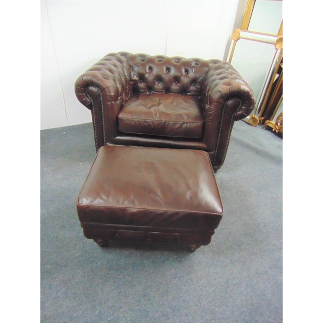 English Style Brown Leather Chesterfield Club Chair ...