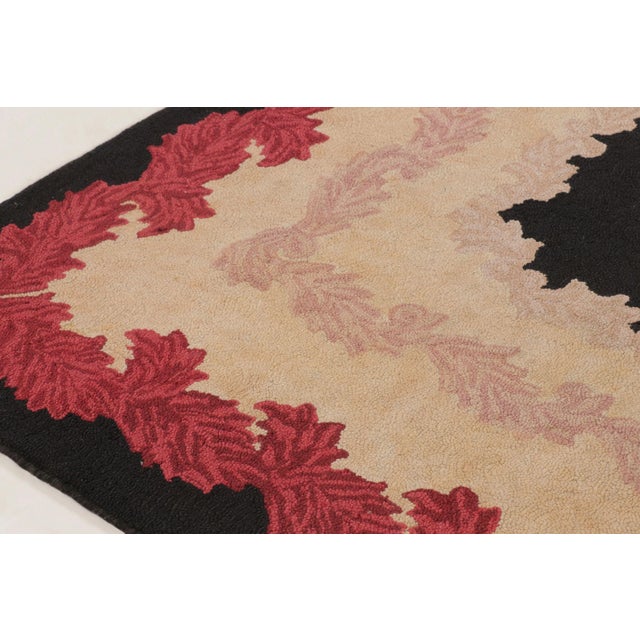 Ruby Red Antique Hooked Rug With Floral Medallion in Bright Pastel Hues - Rug & Kilim For Sale - Image 8 of 10