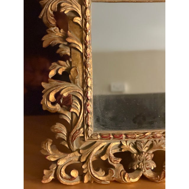 Late 18th Century Antique Victorian Rococo Revival Gilt Wood Mirror - Genuine Gold Leaf Over Red Bole, C. 1890 For Sale - Image 5 of 10