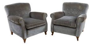 Vintage Velvet Lounge Chairs, Set of 2
