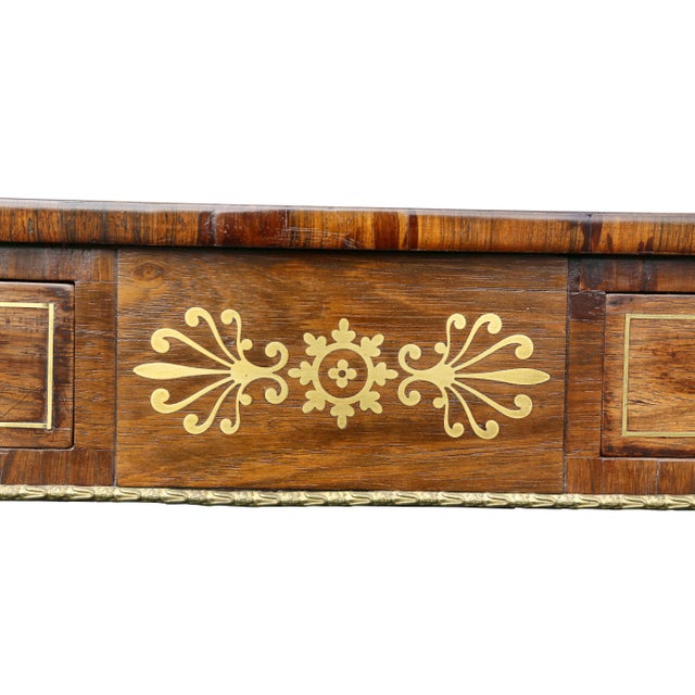 Regency Rosewood and Brass Inlaid Writing Table For Sale - Image 10 of 13