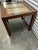 Wonderful wood vintage parsons style game table, inset needlepoint backgammon and removable glass top.
