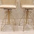 Vintage French Style Wrought Iron Indoor/Outdoor Swivel Barstools W/Cream Coating, Lattice Back and a Beautiful Silky Cream Upholstered Seat, 3 Pieces For Sale - Image 4 of 16