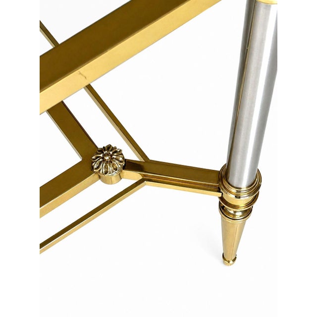 Bronze Mid-Century Maison Jansen Brass and Brushed Chrome Two-Tier Coffee Table, France, Circa 1940 For Sale - Image 8 of 8