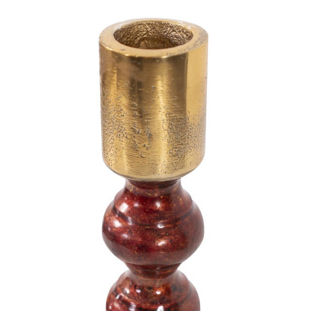 Kenneth Ludwig Chicago Sharma Crimson Gold Rounded Candlestick- Tall For Sale - Image 4 of 11