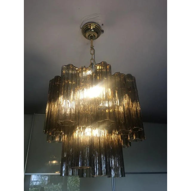Chandelier Murano Glass Tronchi Like Venini Style in Pink Color Metal frame gold 24 Diameter 50 cm = 19,7” Height 40 cm =...