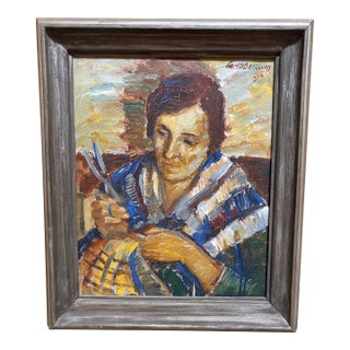 1930s Swedish Modernist Oil Painting by C. Berglund For Sale