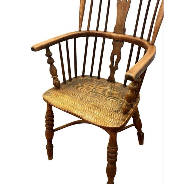 Brown Antique Windsor English Chair in Elm, 1870 For Sale - Image 8 of 9