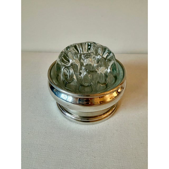 French Vintage Etain Reims France Crystsal & Silverplated Flower Frog For Sale - Image 3 of 9