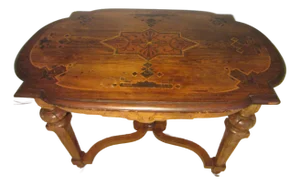 Antique French Walnut Rolling Library Table Inlaid Marquetry