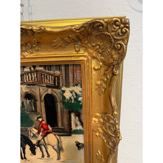 Carl Hoffman Original Oil Painting Horse Rider Dog Vintage European Landscape For Sale In Jacksonville, FL - Image 6 of 11